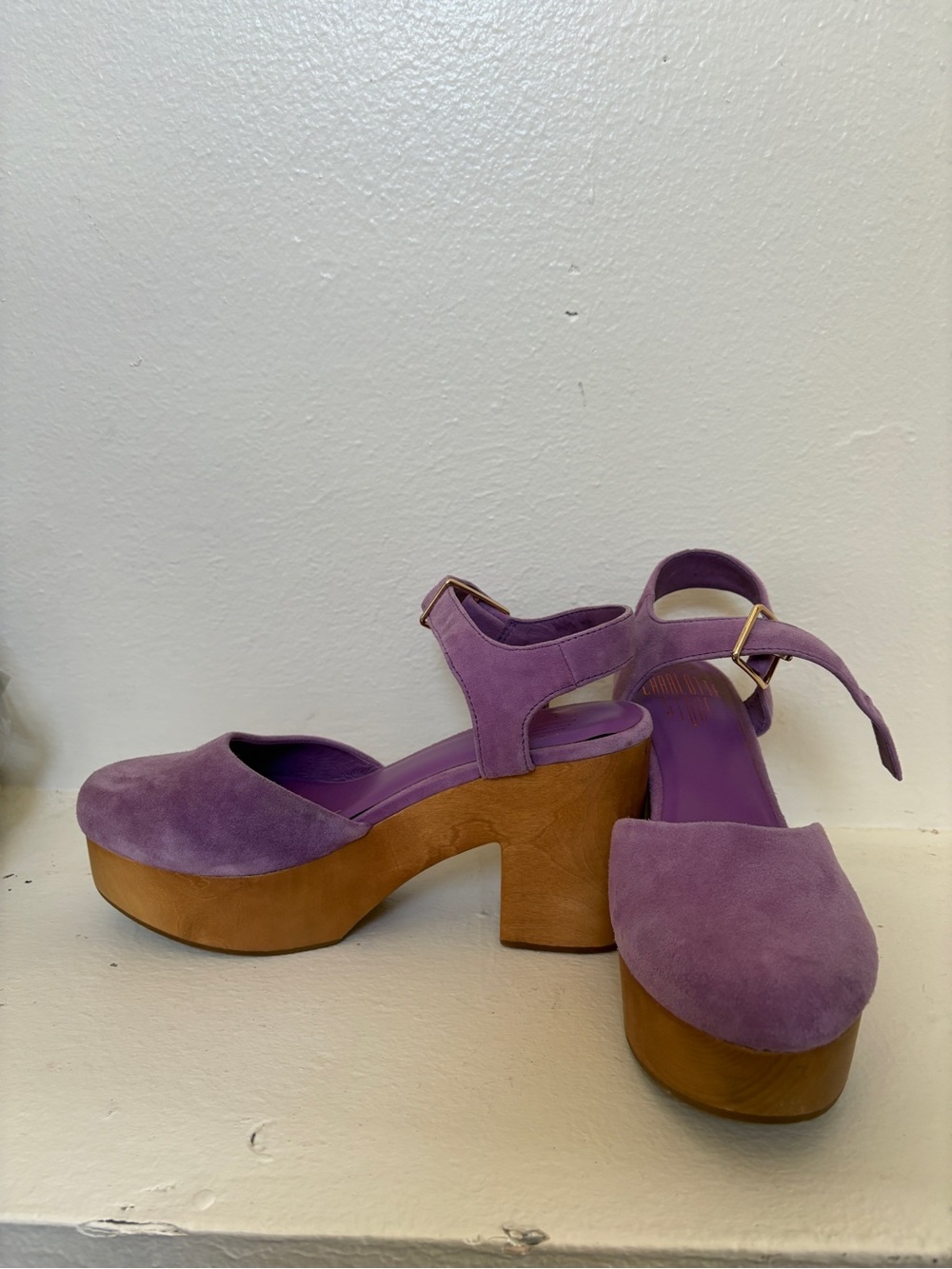 Charlotte Stone Maud Lilac Suede Block-Heel Ankle-Strap Pumps - Picture 2 of 6